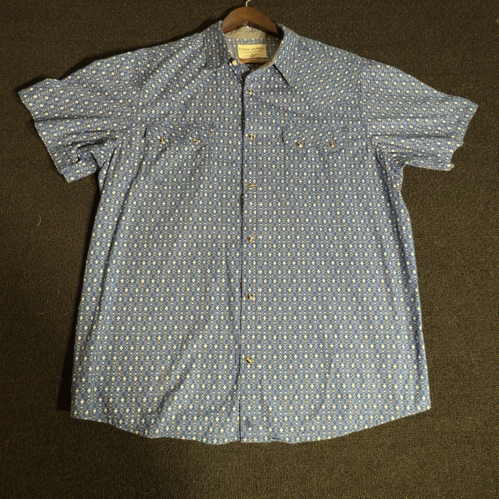 Cody James Mens Short Sleeve Tiger Eye Button Down Shirt 2XL Excellent Condition